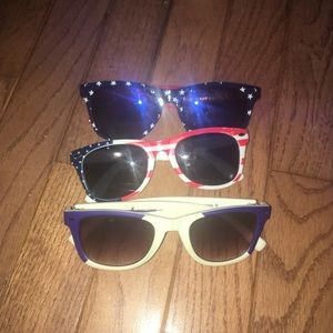 Lot of 3 Red White Blue American Flag Sunglasses
